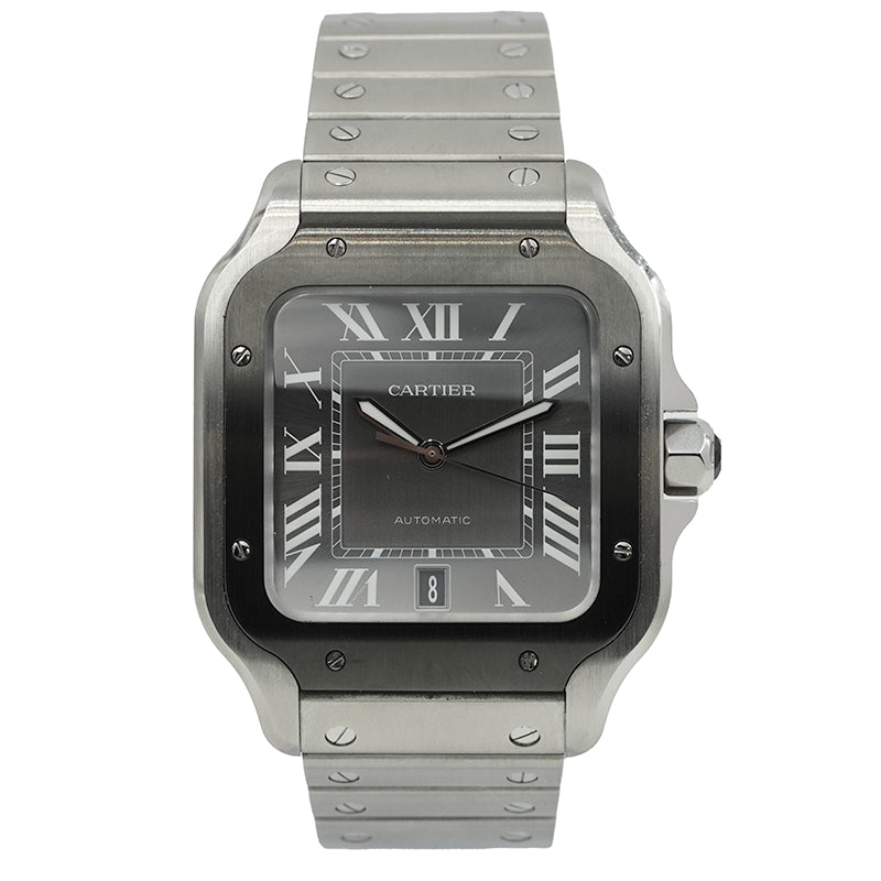 SOLD - 12/11/24 - Cartier Santos Large WSSA0037 De Cartier 40mm Grey Dial B&P