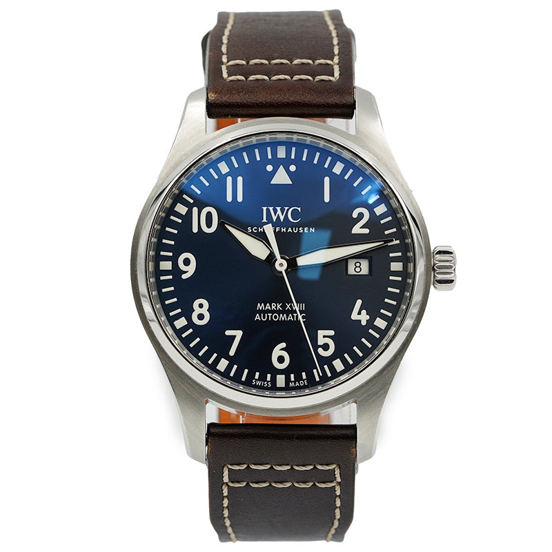 SOLD - 02/13/24 - IWC Pilot Watch Mark XVIII "Le Petit Prince" IW327004 Blue Dial B&P 2018