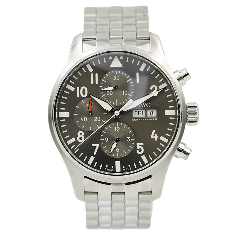 SOLD - IWC Spitfire Chronograph Grey Dial 2017 IW377719 on Bracelet