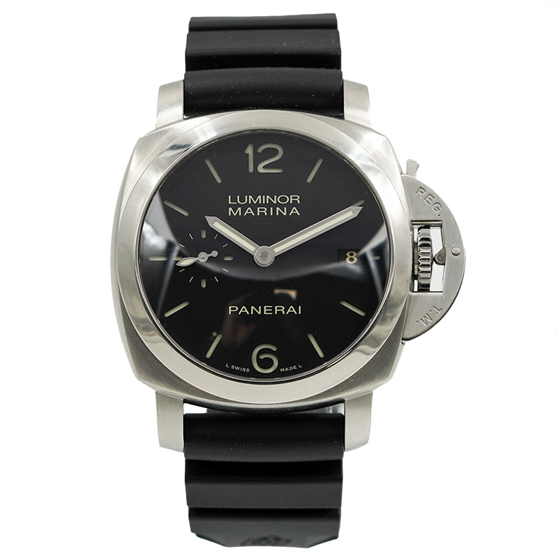 SOLD - 5/22/24 - Panerai Luminor 42mm PAM00392 Marina 1950 Black Dial Black Rubber Strap