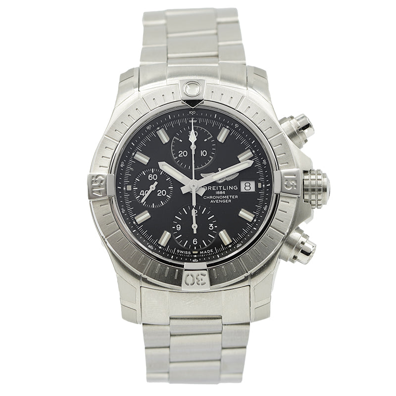 SOLD - 9/05/23 - Breitling Avenger Chronograph 43mm Black Dial A13385101B1A1 B&P 23
