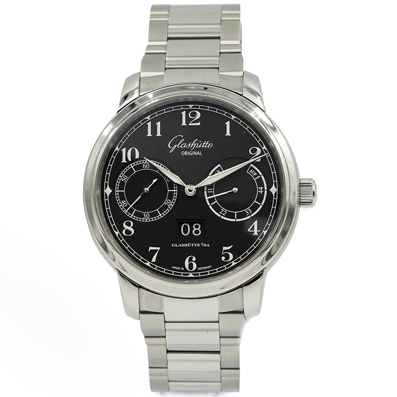 SOLD - 7/10/24 - Glashutte Original Senator Observer 100-14-07-02-30 Black Dial 44mm 2018 B&P