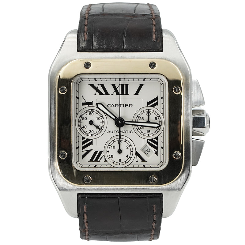 SOLD - 3/26/25 - Cartier Santos 100 XL 2740 Two-Tone Yellow Gold & Stainless Steel Chronograph