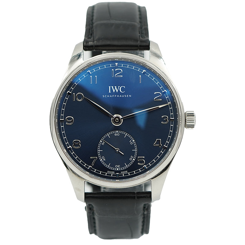 SOLD - 6/25/24 - IWC Portugieser IW358305 Blue Dial Leather Strap B&P 2021