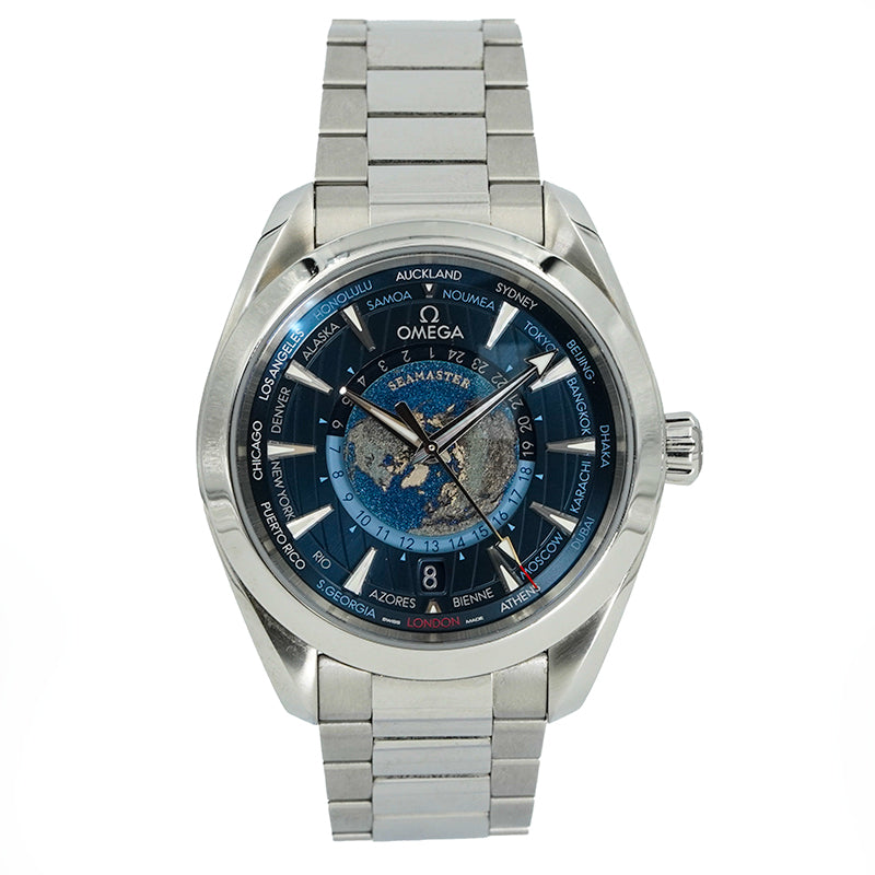 SOLD - 1/17/25 -Omega Seamaster Aqua Terra 220.10.43.22.03.001 Worldtimer 43mm B&P 2021