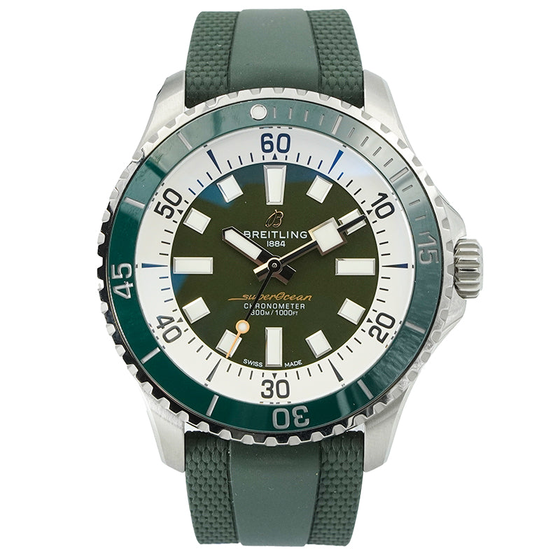 SOLD - 3/4/25 - Breitling Superocean 44mm Green Dial A17376A31L1S1 '22 B&P on Rubber 300m