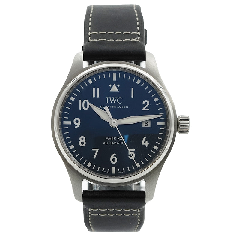 SOLD - 1/15/25 - IWC Pilots Watch Mark XX Blue Dial Leather Strap 40mm IW328203 B&P 2023