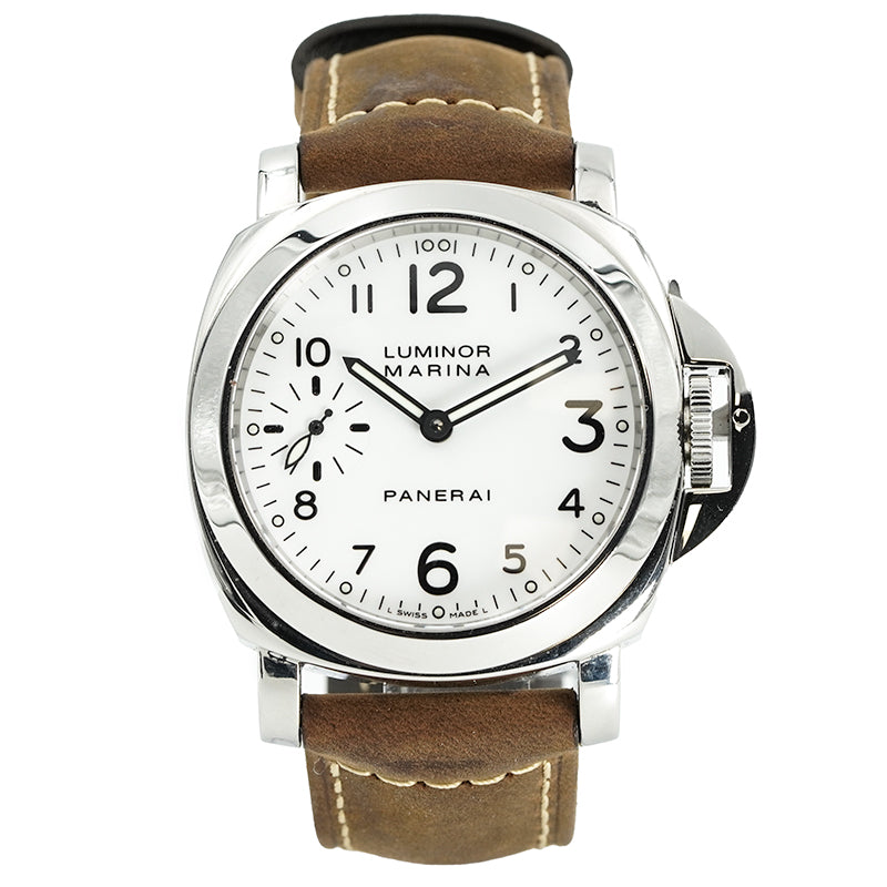 SOLD - 1/20/25 - Panerai Luminor Marina PAM00113 44mm White Dial B&P 2003 Stainless Steel