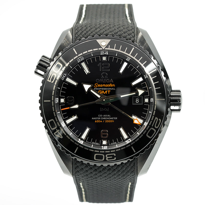 SOLD - Omega Seamaster Planet Ocean GMT Deep Black Ceramic 215.92.46.22.01.001 B&P