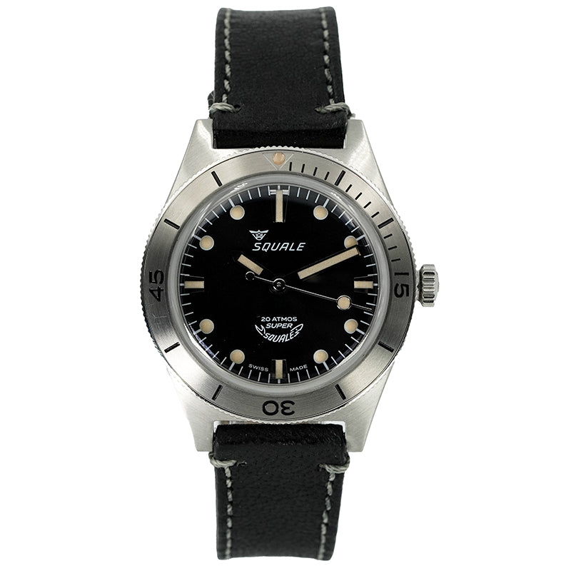SOLD - 3/24/25 - Squale Super Squale Sunray Black Leather B&P 2024 SUPERSSBK.PN