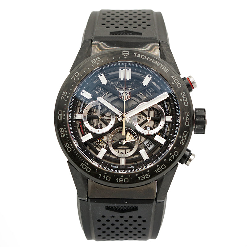 SOLD - 12/23/23 - Tag Heuer 02 Carrera Black Carbon Chronograph CBG2A91.FT6173 45mm B&P 2019