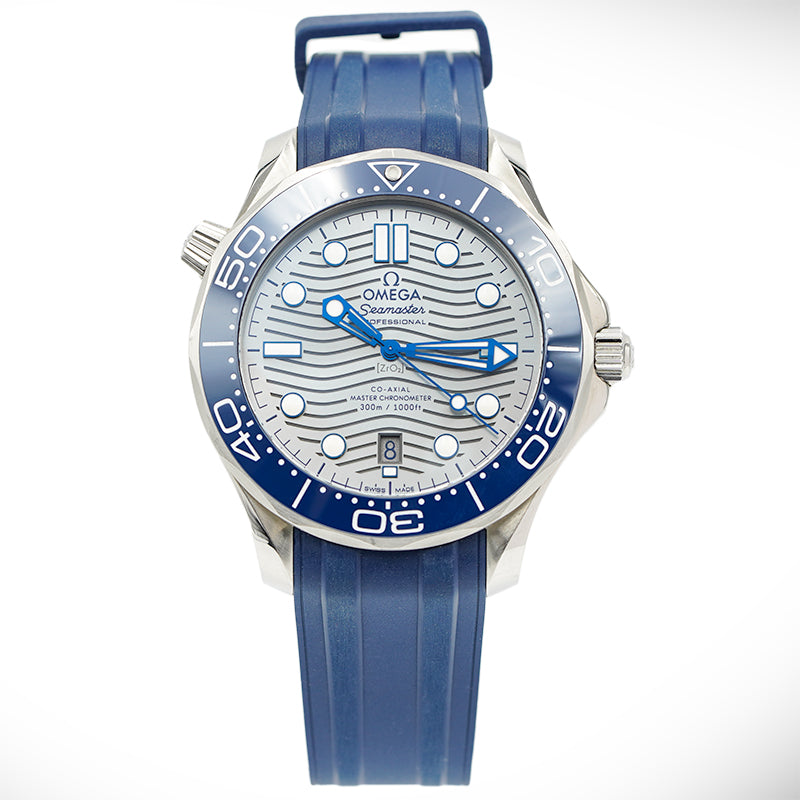 SOLD - Omega Seamaster Diver 300 Grey Dial 42mm Blue Rubber Strap 210.32.42.20.06.001
