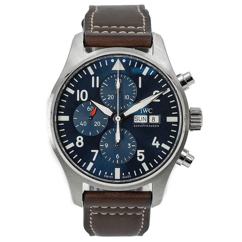 SOLD - 8/4/25 - IWC Pilot Chronograph IW377714 B&P 2021 Le Petit Prince Blue Dial 43mm