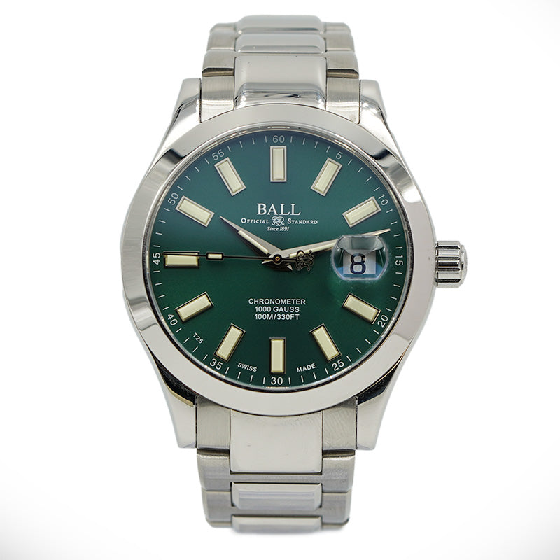 SOLD - 12/8/23 - Ball Engineer III Marvelight Stainless Steel Green Dial 40mm B&P 2023