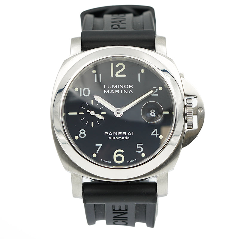 SOLD - Panerai Luminor Marina PAM00164 Black Dial Rubber Strap B&P 2003