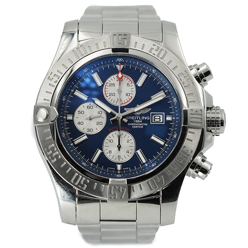 SOLD - 5/17/25 - Breitling Super Avenger II 48mm Blue Dial Chronograph B&P A1337111/C871