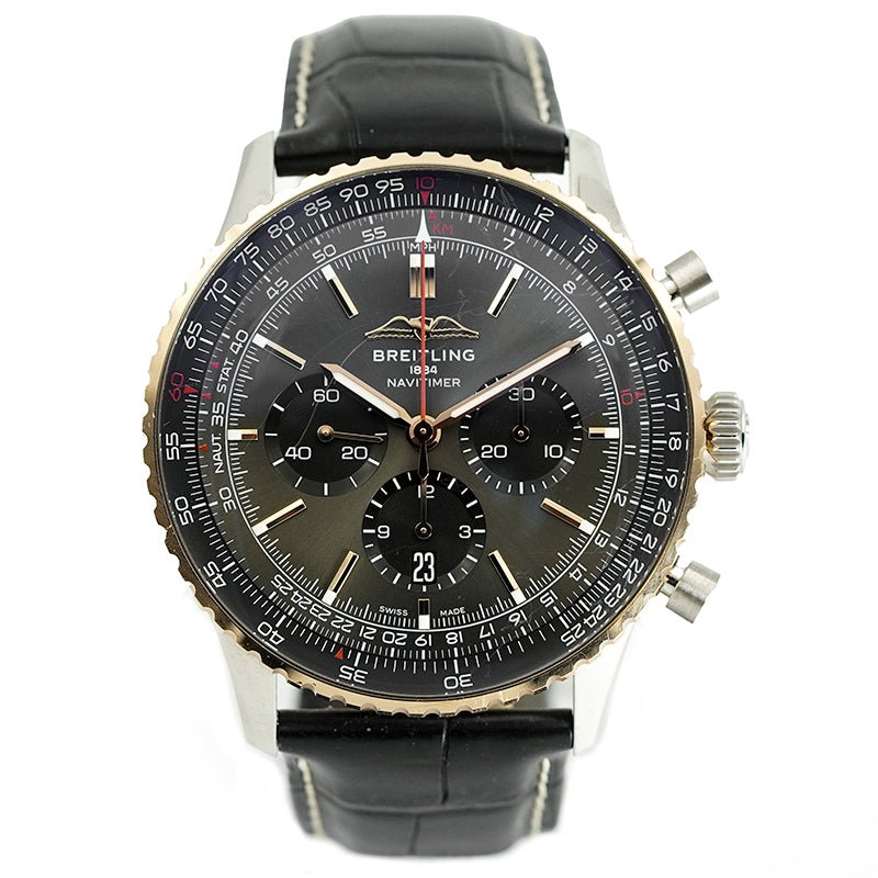 SOLD - 6/12/25 - Breitling Navitimer 46mm Grey Dial UB0137 Limited Edition Rose Gold Bezel B&P