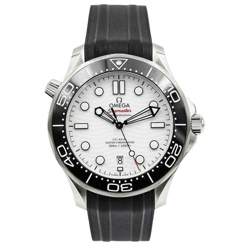 SOLD - 6/26/25 - Omega Seamaster Diver 300 White Dial 210.32.42.20.04.001 B&P Rubber Strap '24
