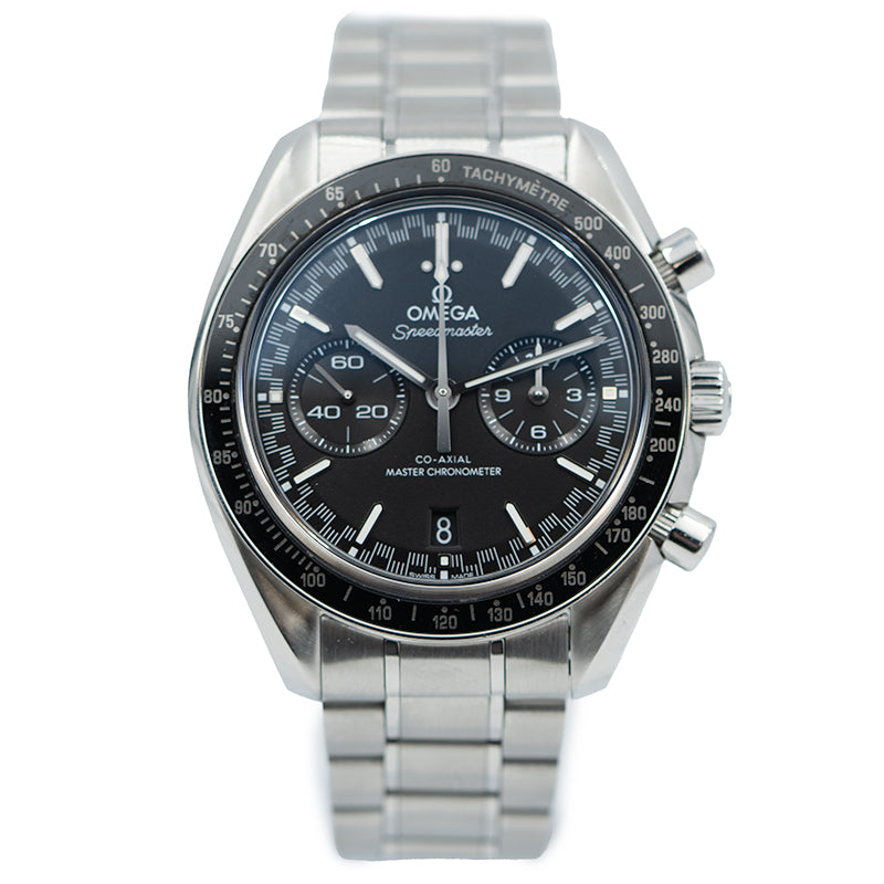 SOLD - 8/05/24 - Omega Speedmaster 44mm Racing Chronograph 329.33.44.51.01.001 Black Dial B&P '23