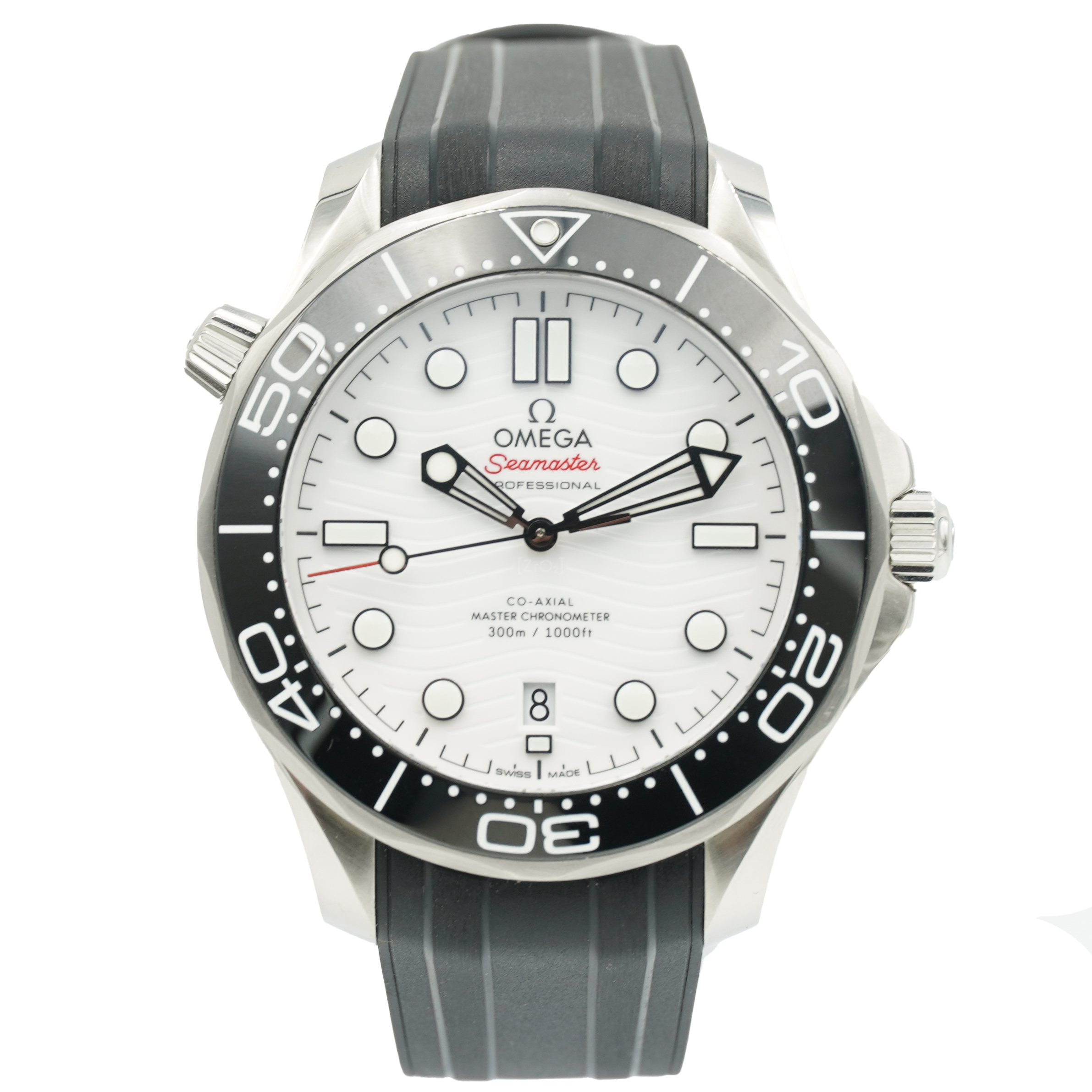 SOLD 7-18-23 - Omega Seamaster Diver 300m 210.32.42.20.04.001 B&P White Dial Rubber Strap '23