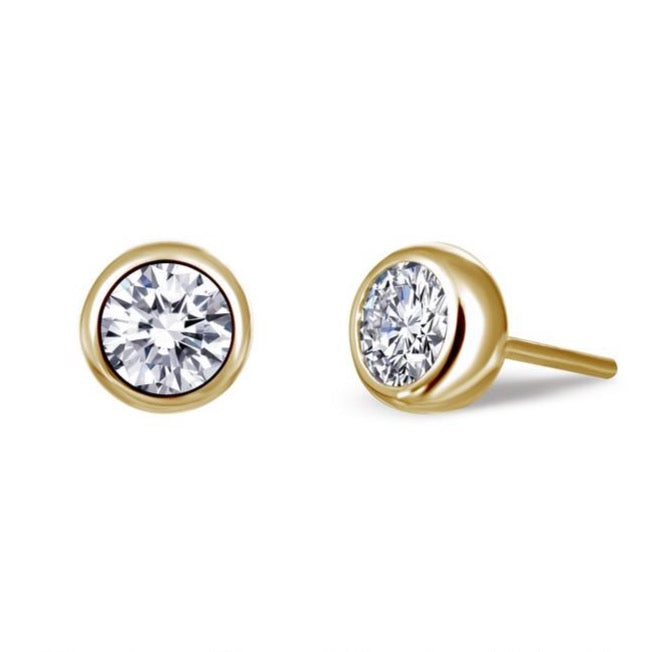 Solitaire Gold Finish Bezel Studs