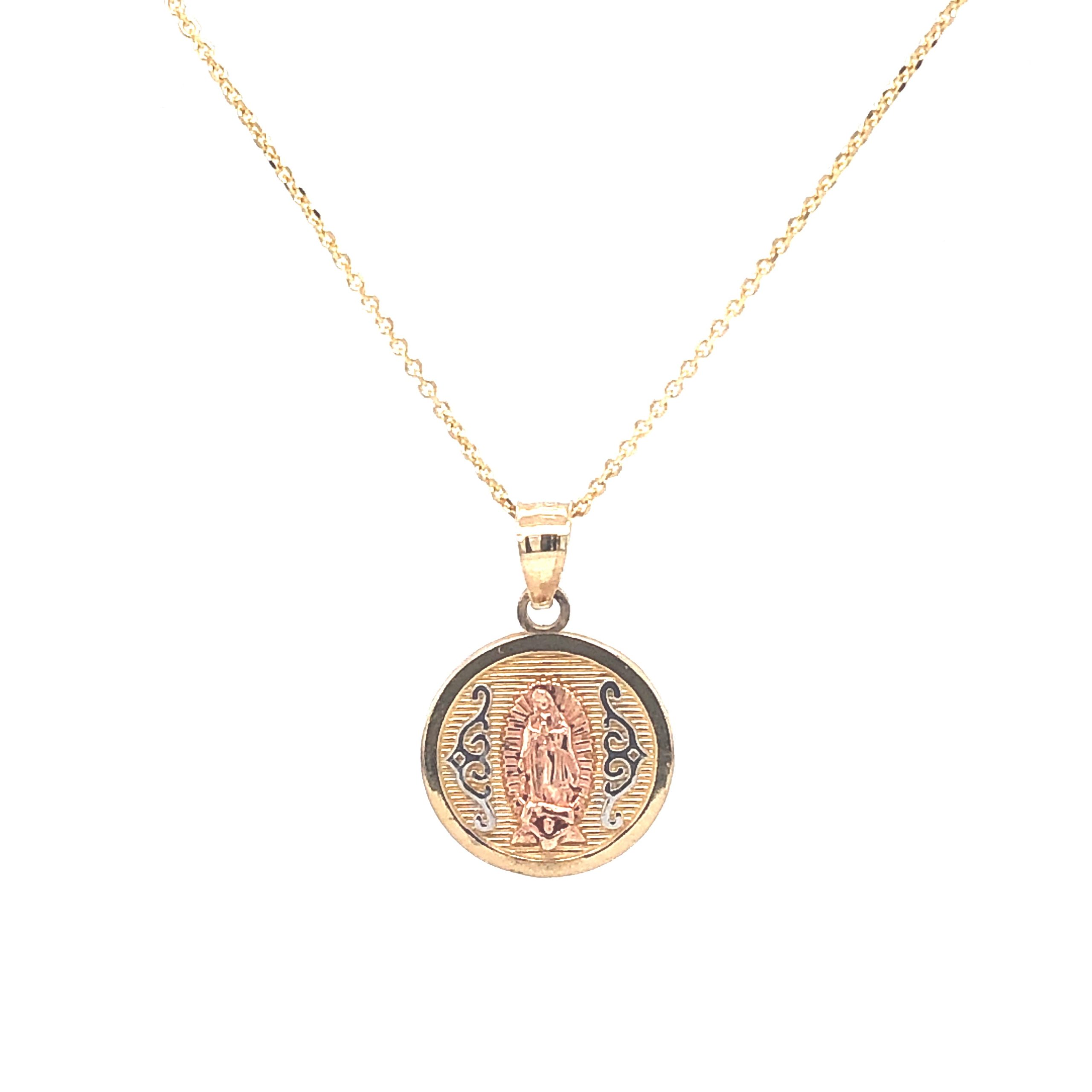 14K Tri-Color Our Lady of Guadalupe Gold Pendant