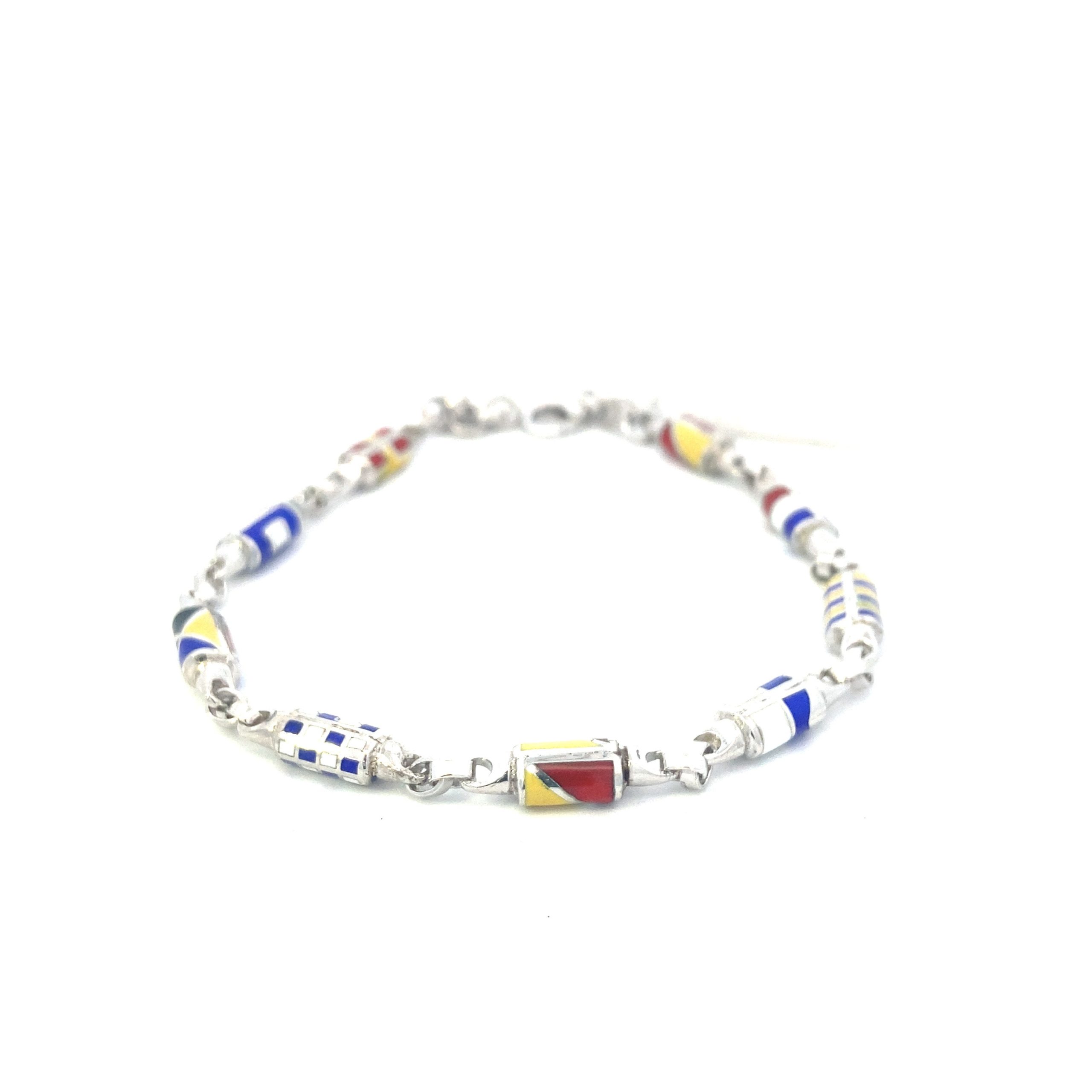 Marcello Pane Multi Flag Nautical Bracelet 925
