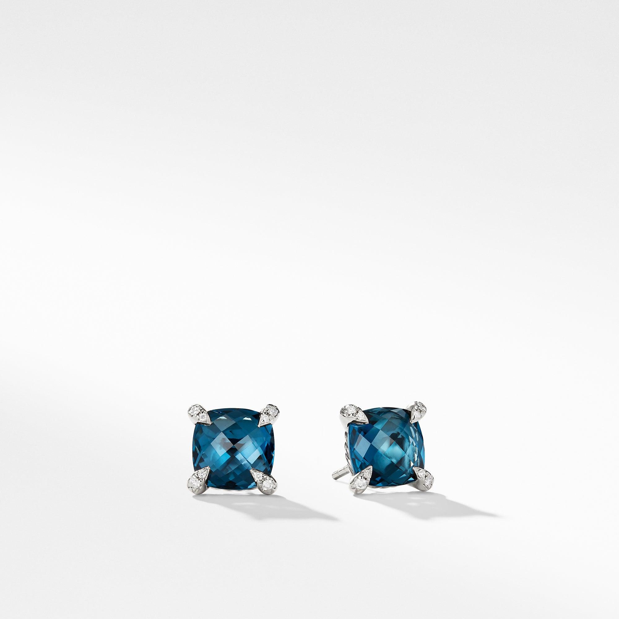 David Yurman Earrings with Hampton Blue Topaz and Diamonds- E12834DSSAIBDI