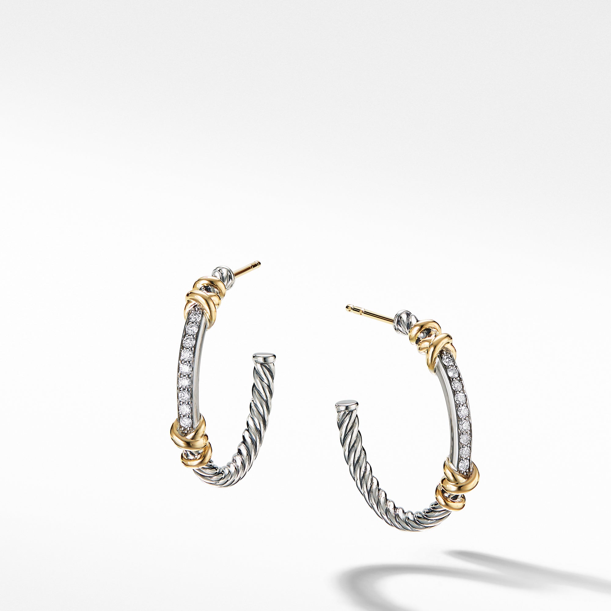 David Yurman Petite Helena Hoop Earrings with 18k Gold and Diamonds- E16502DS8ADI