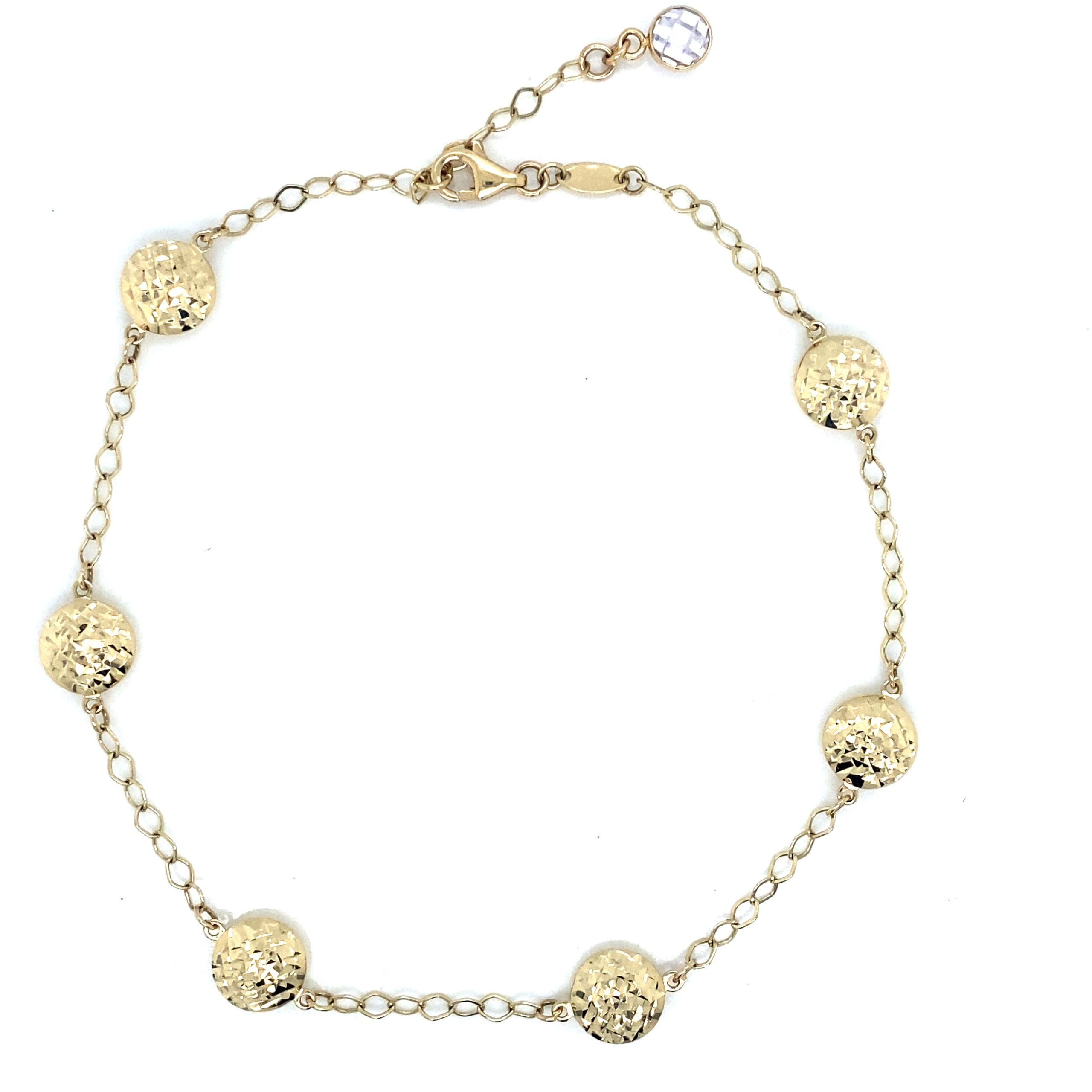 14K Round Facetted Design Anklet