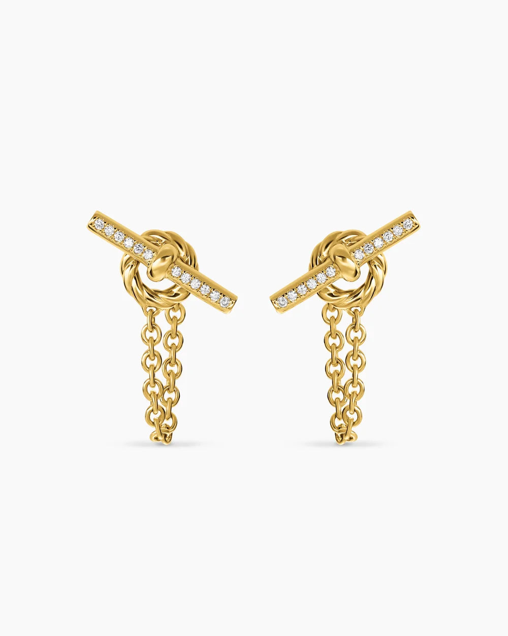 DY Mercer® Petite Toggle Chain Stud Earrings 18K Yellow Gold with Diamonds, 38.2mm