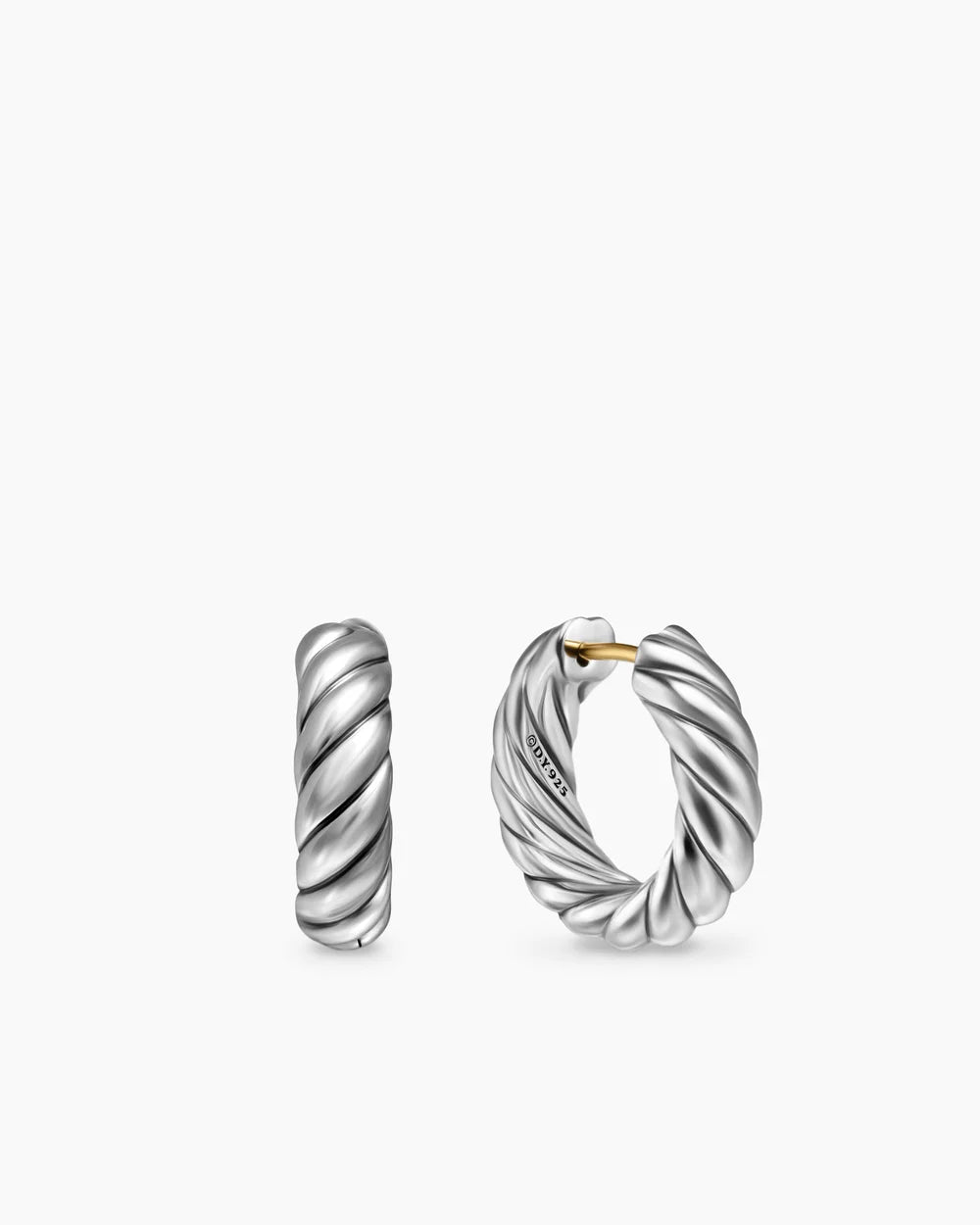 Sculpted Cable Hoop Earrings Sterling Silver, 18.6mm