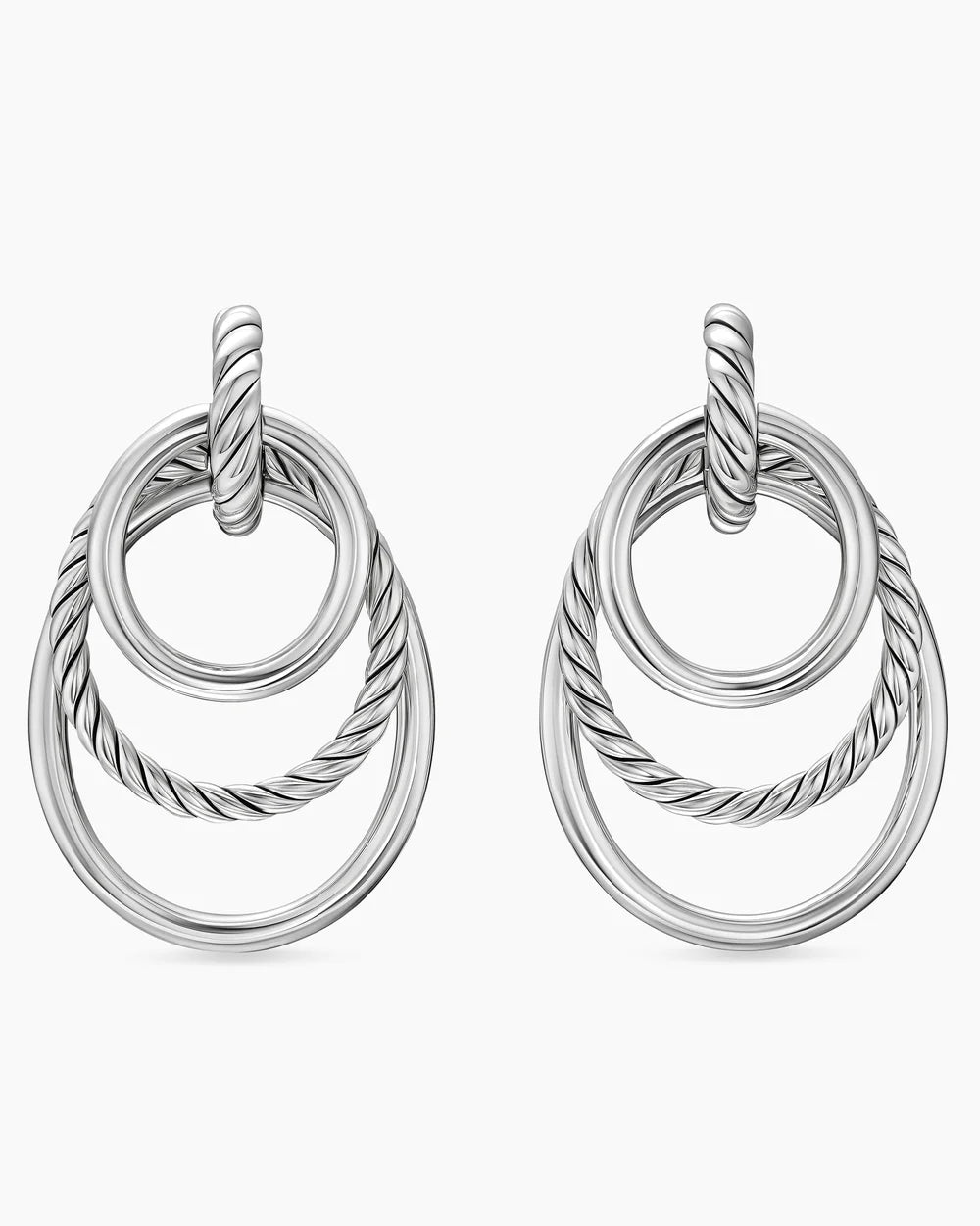 DY Mercer® Bold Triple Ring Drop Earrings Sterling Silver, 48mm