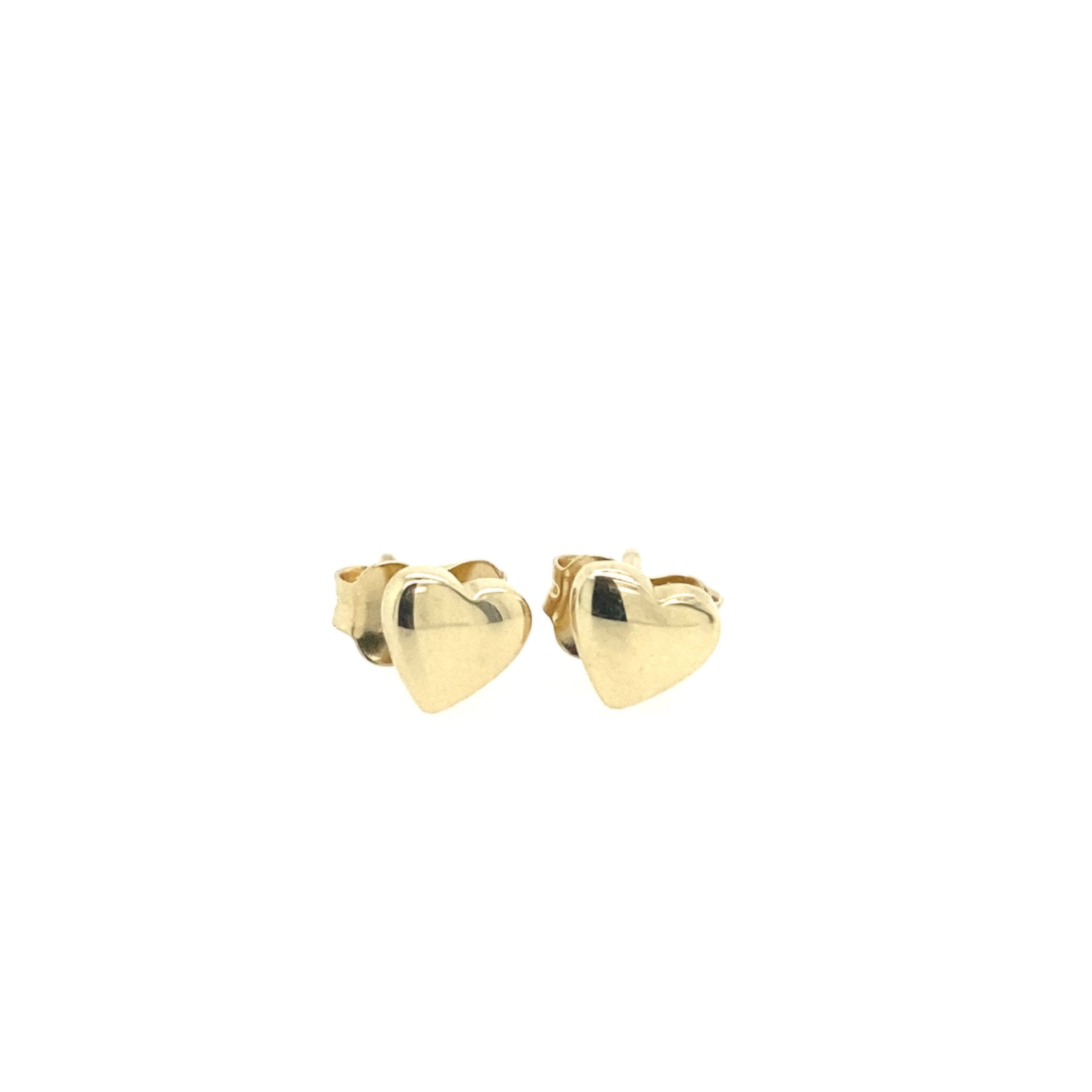 14k Gold Small Puff Heart Stud Earrings