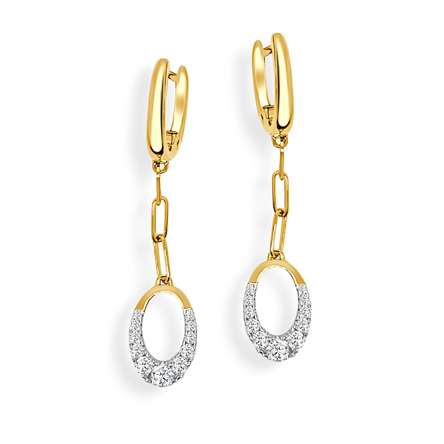 Small Oval Diamond Hanging Earrings