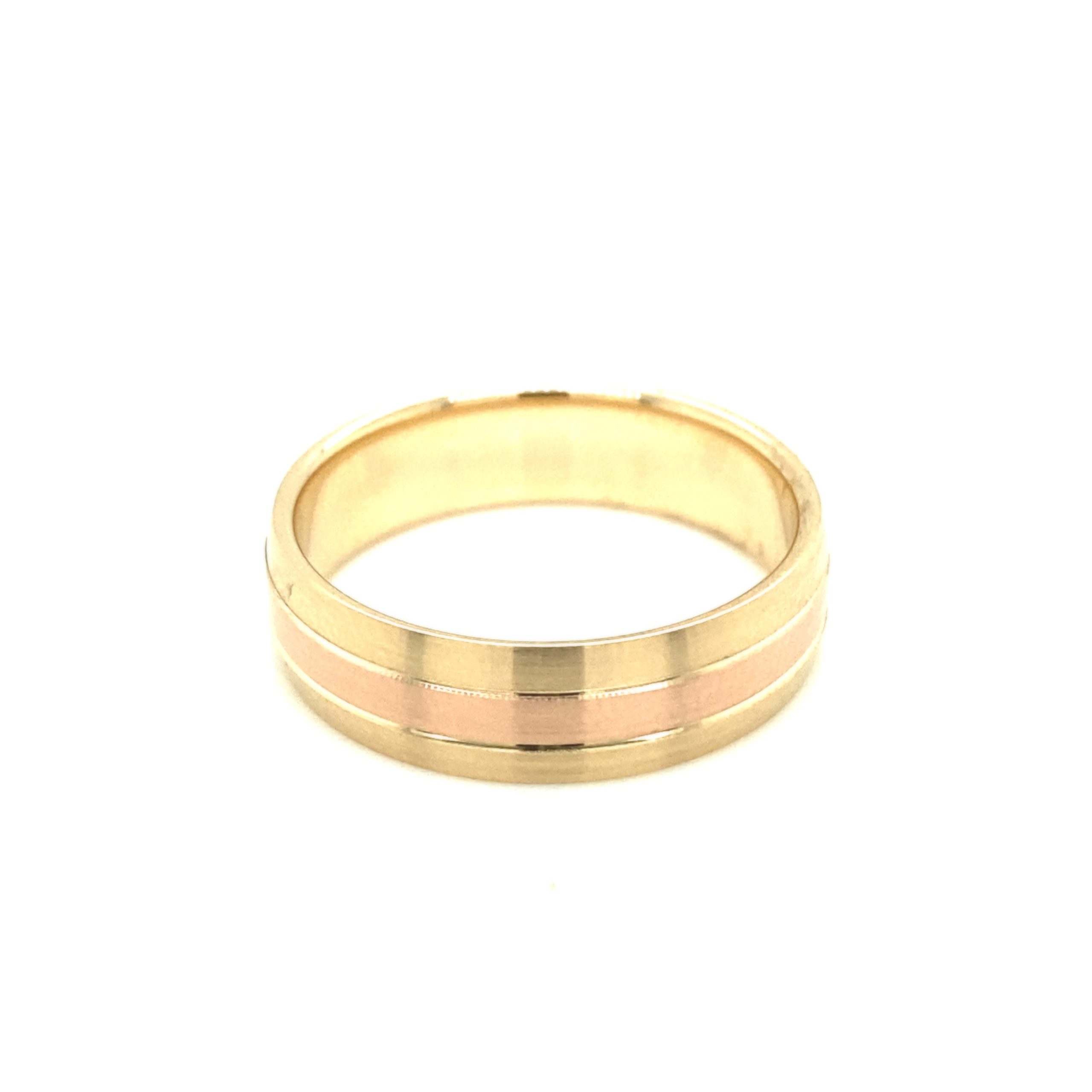 14k Gold Wedding Band with Line Rose Gold