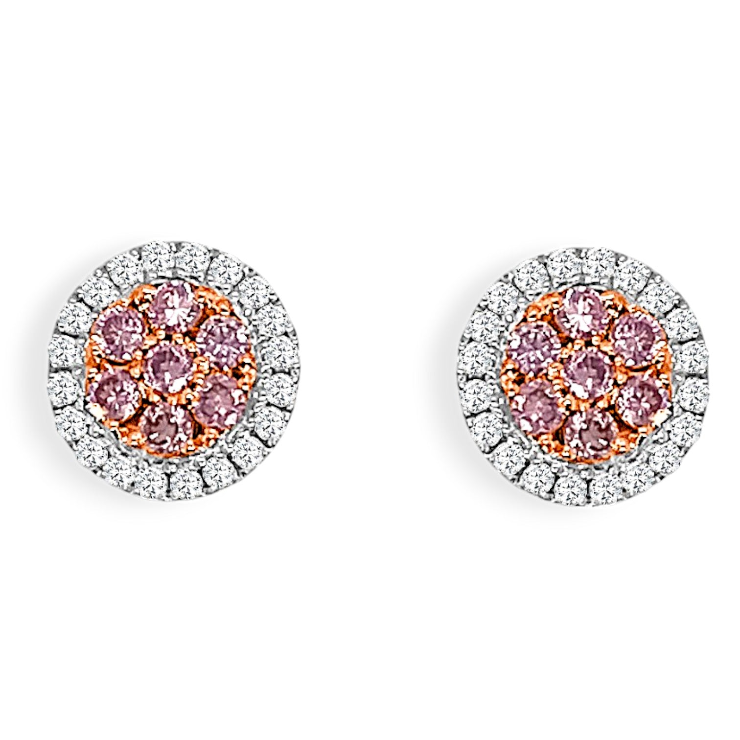 14K White & Pink Gold Firenze II Cluster Stud Earrings