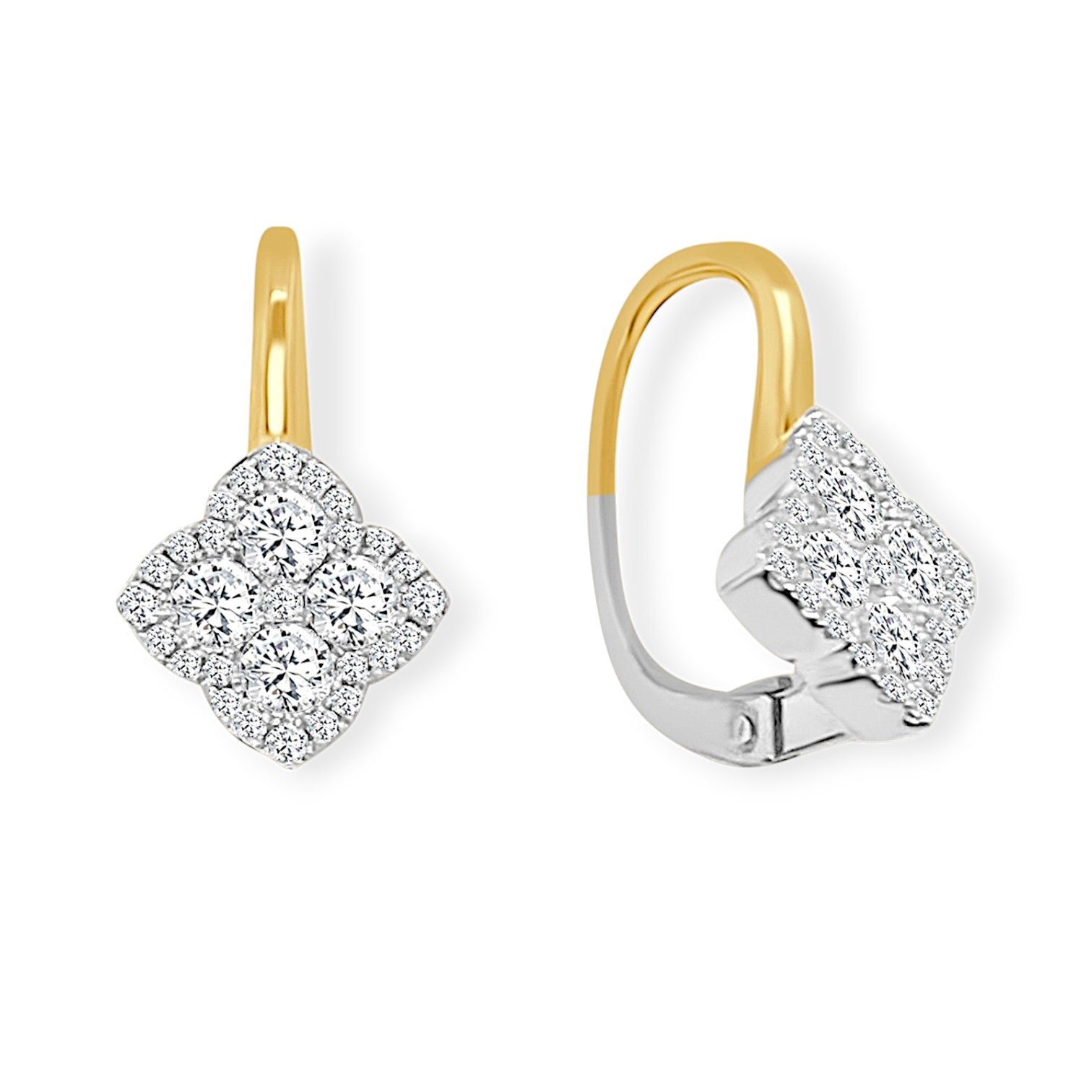 14K Yellow Gold Fleur D’Amour Diamond Earrings