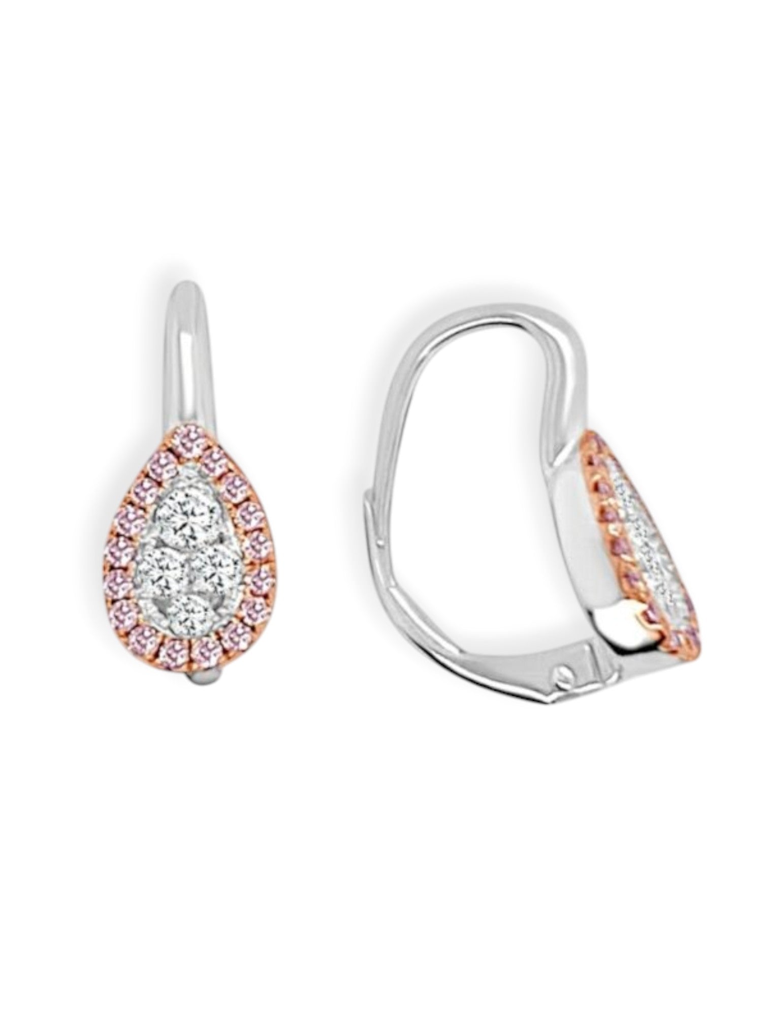Small Pear-Shaped Firenze II Pink & White Diamond Cluster Earrings