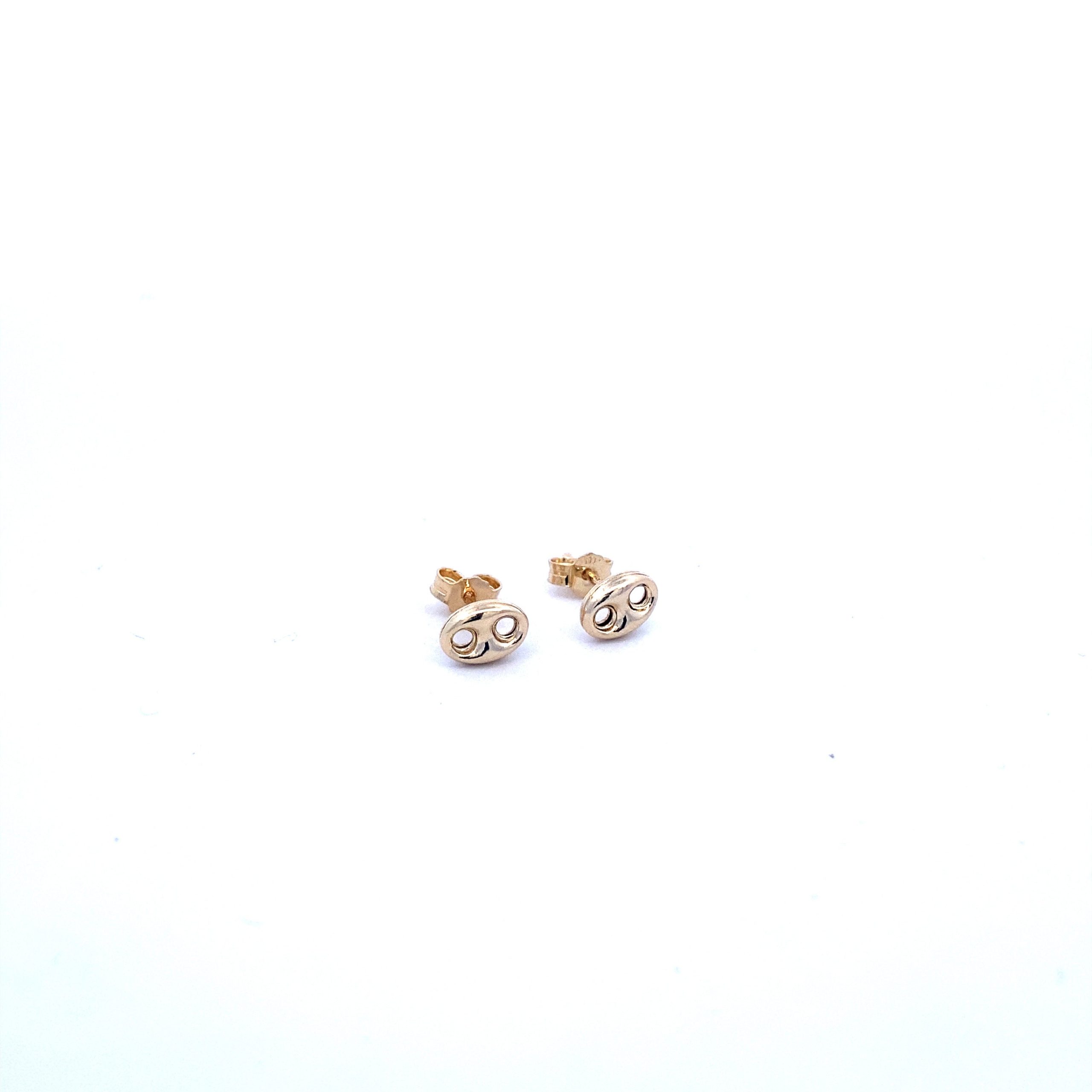 14K Gold Puff Link Stud Earrings