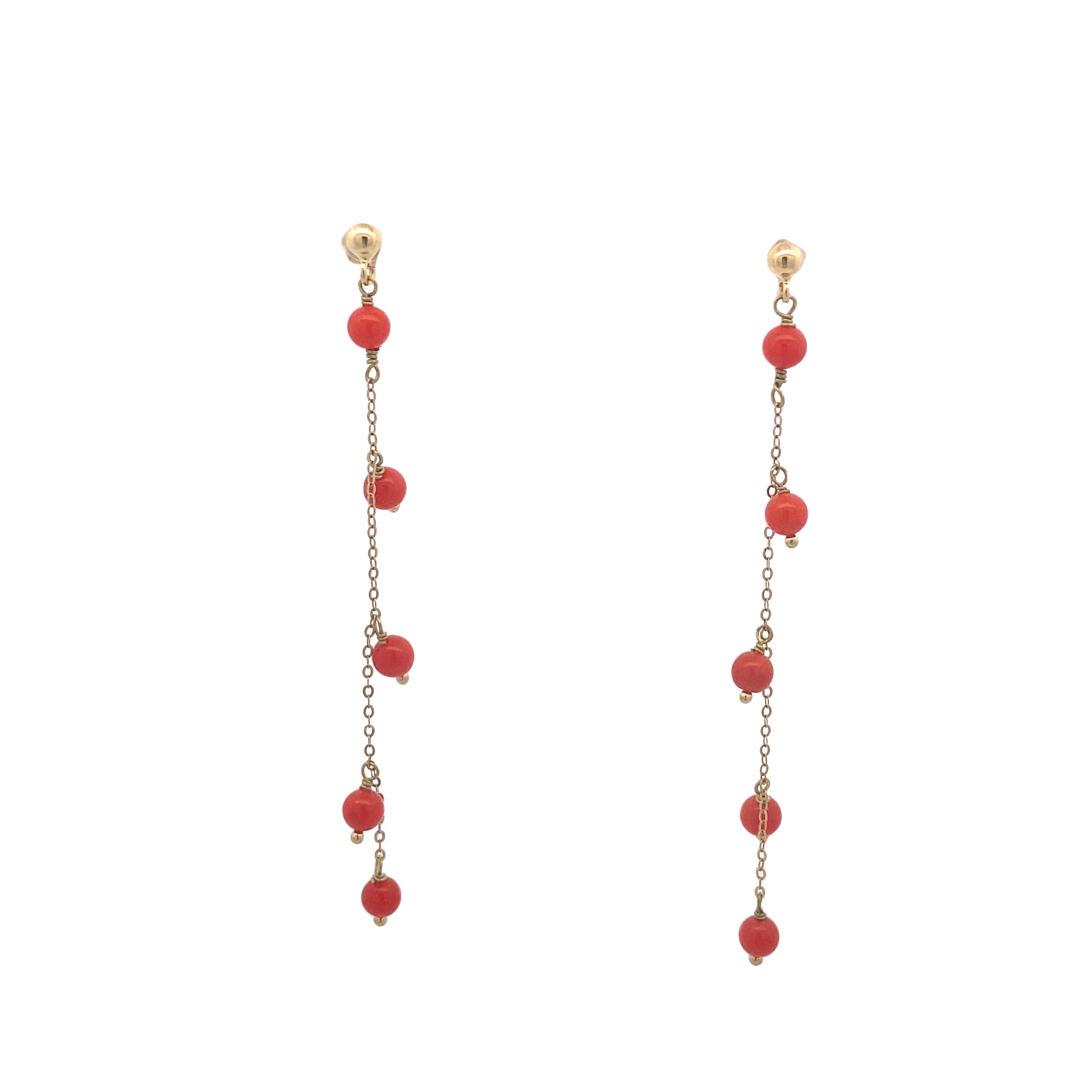 18K Gold Coral Earrings
