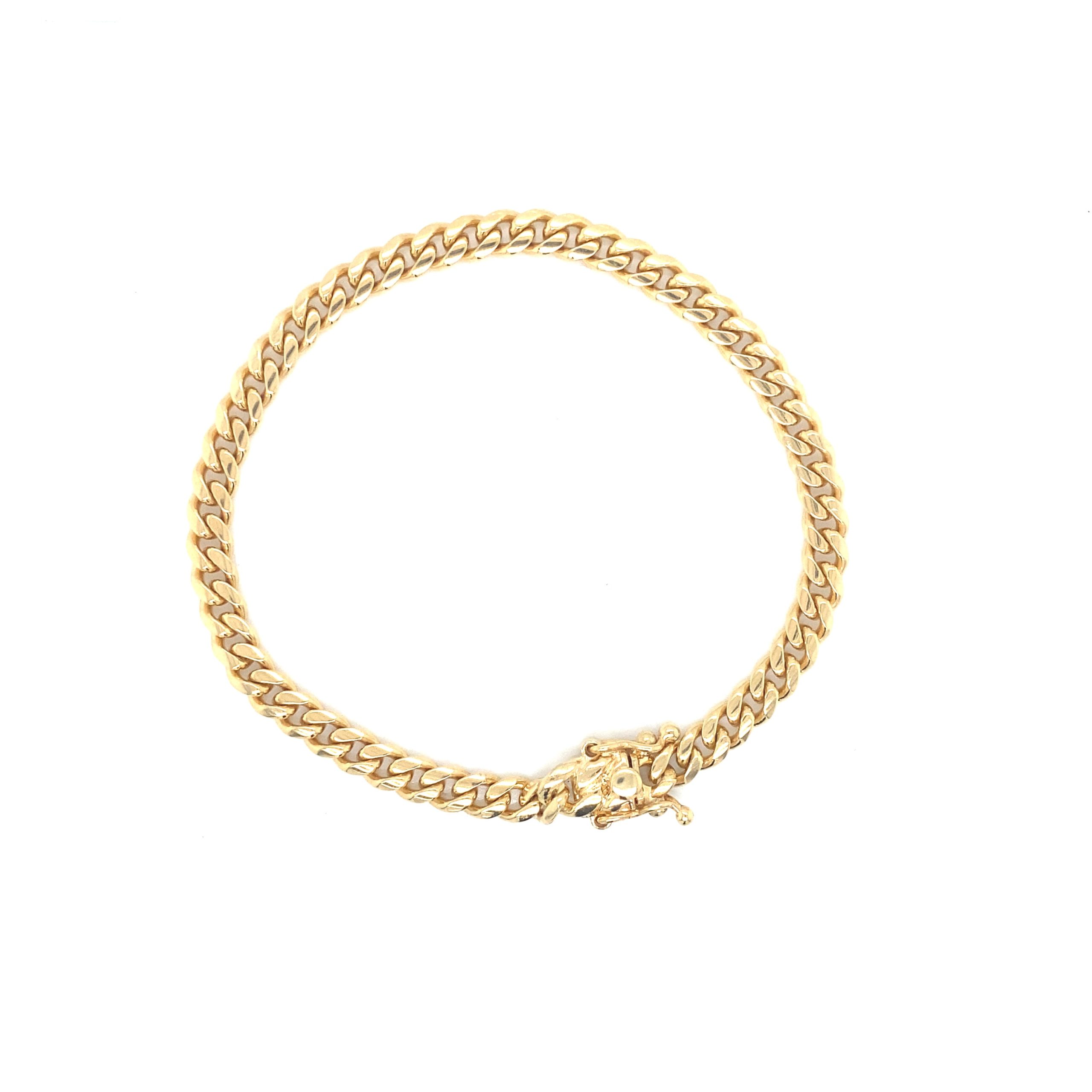 14K Cuban Solid Gold Bracelet