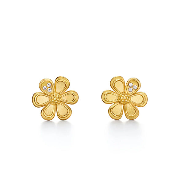 Temple St. Clair 18k Golden Flower Post Earrings - E38883-FLWR