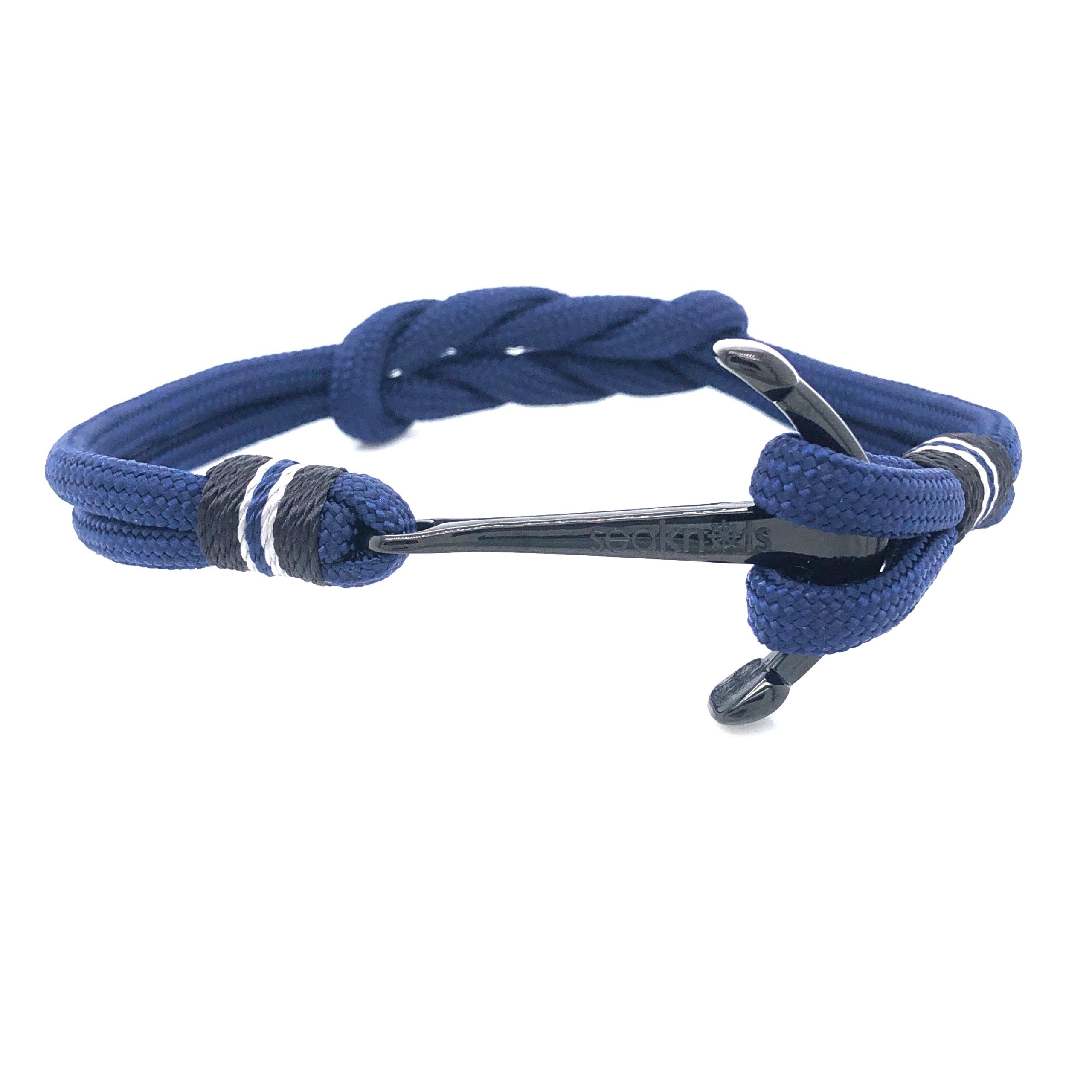Blue Double Cord with Black Matte Anchor Bracelet (Blue/Black)