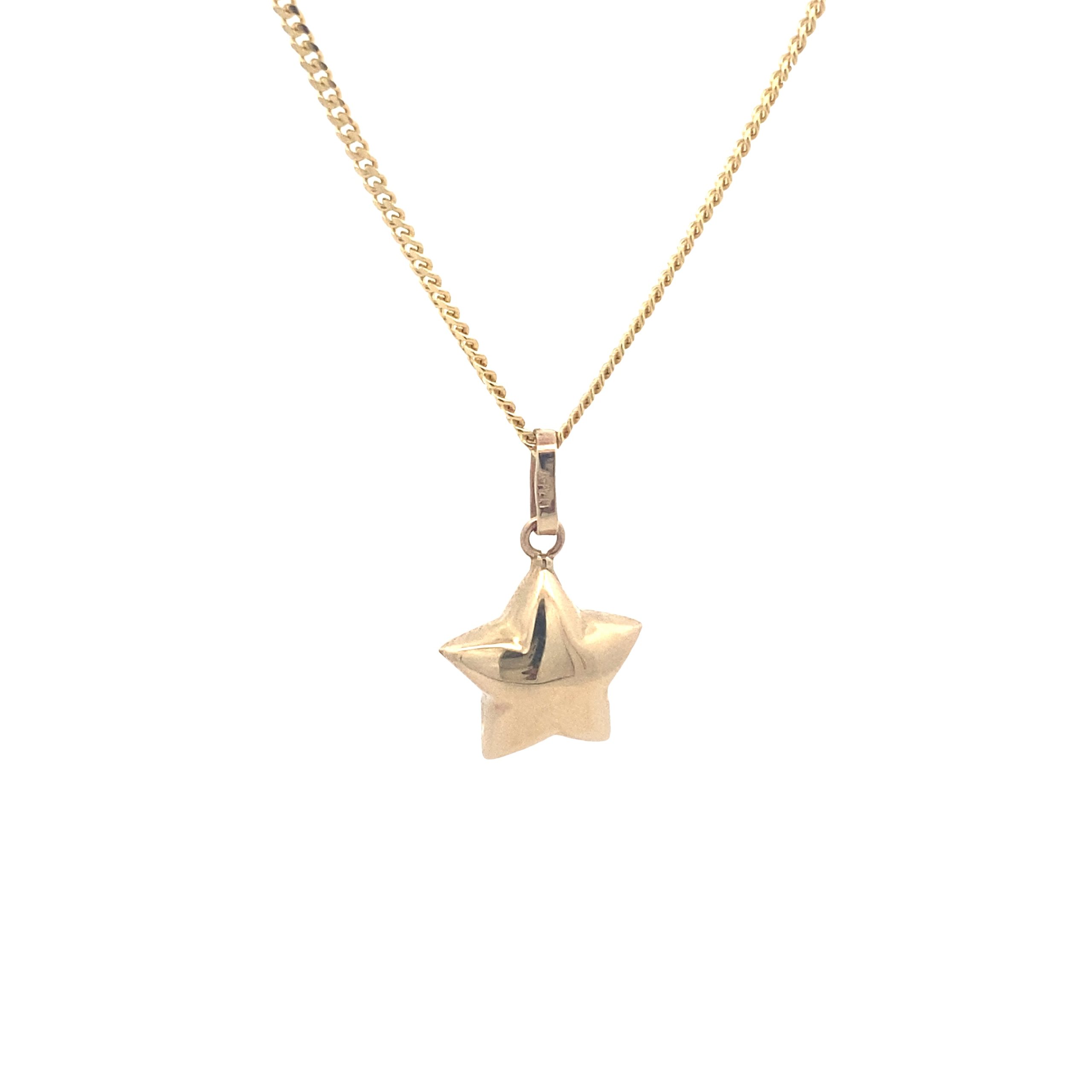 14K Gold Puff Star Pendant