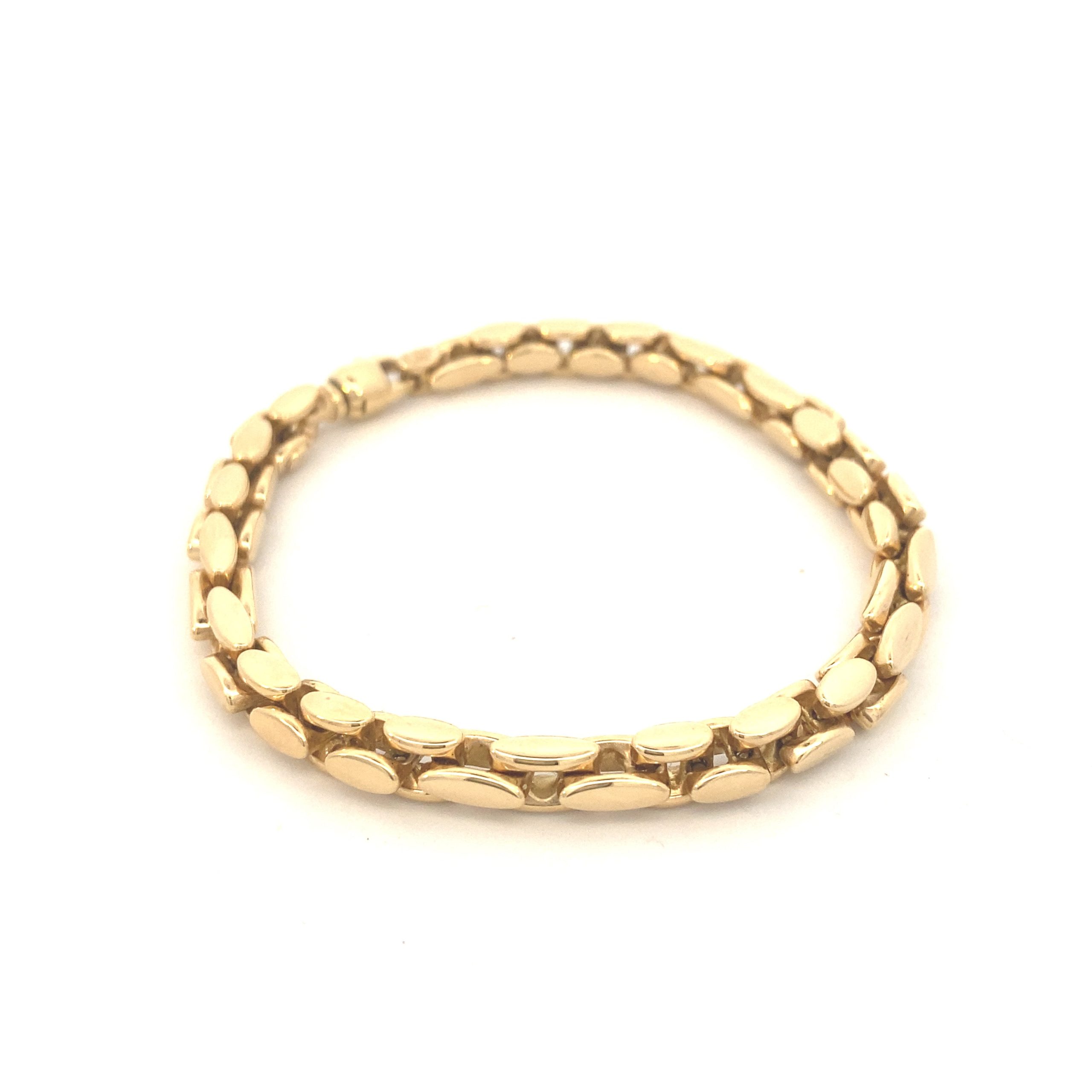14K Gold Open Oval Link Mens Bracelet