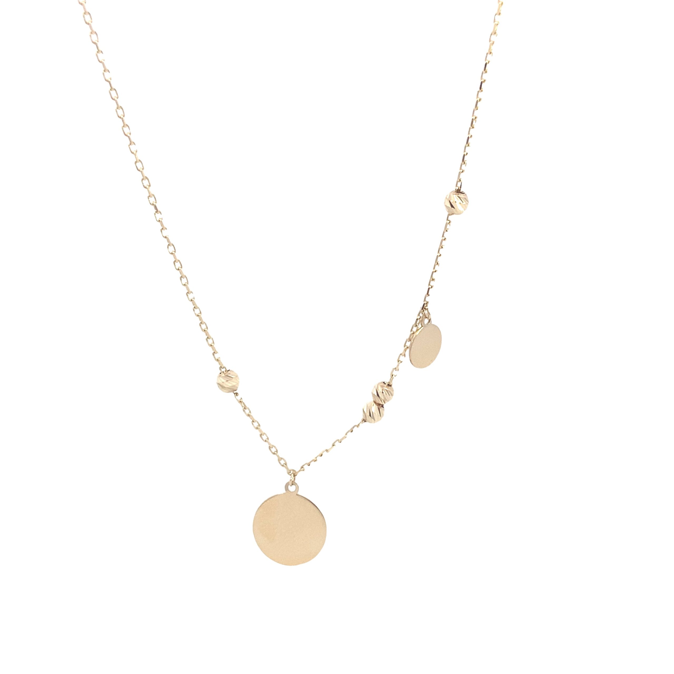 14K Gold Circle Pendant Necklace