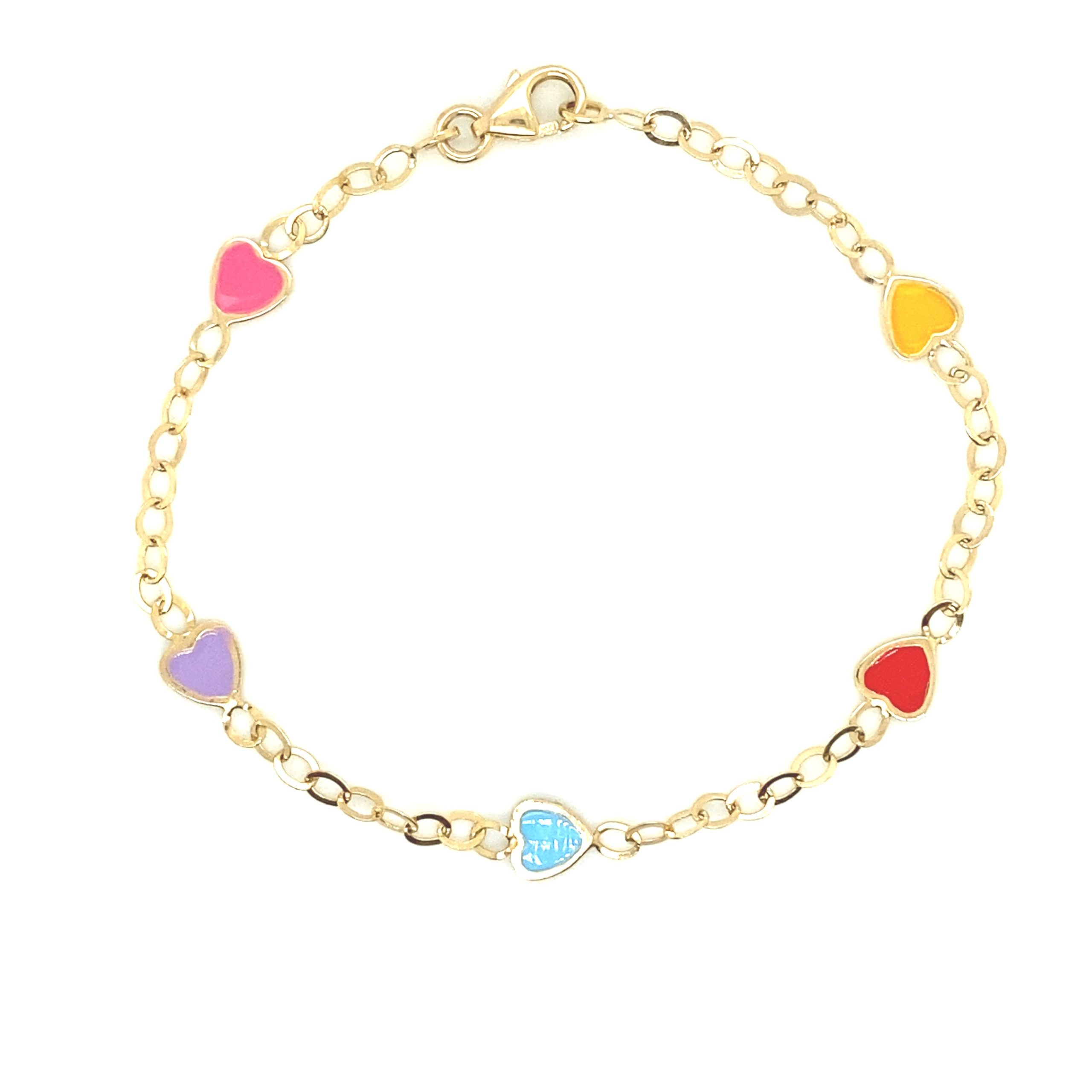 14K Gold Multicolors Small Heart Bracelet