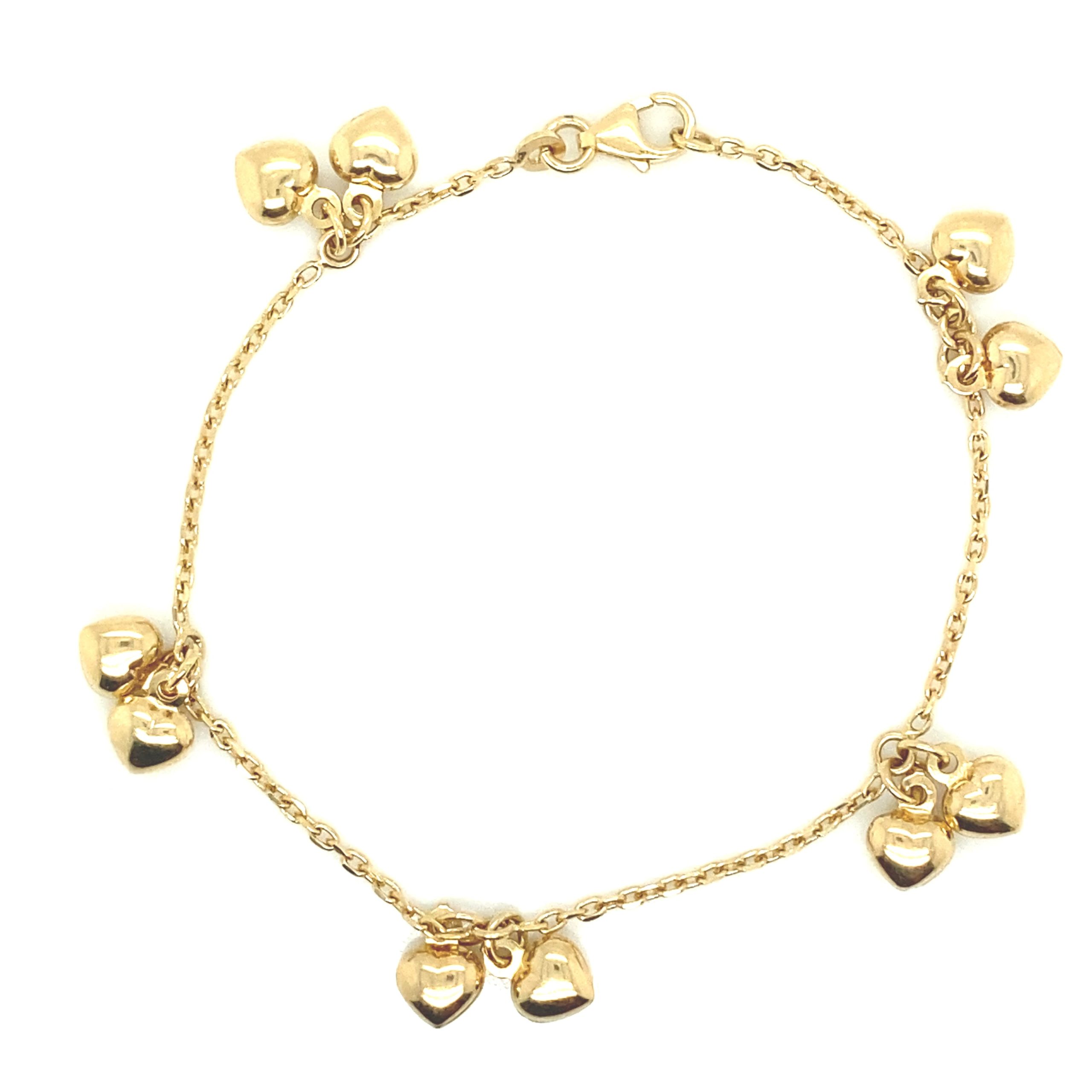 14K Gold Double Heart Baby Bracelet