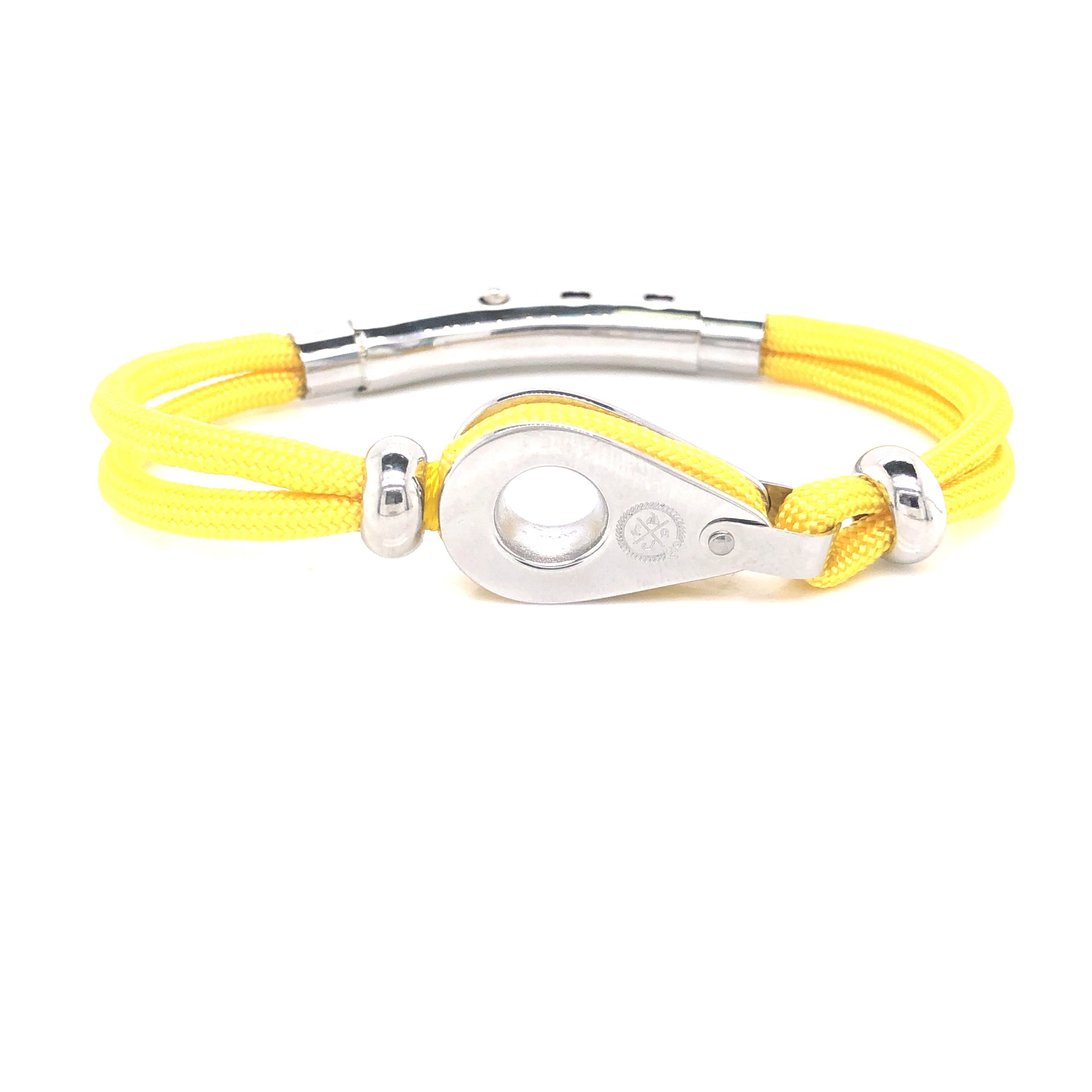 Yellow Double Cord with Silver Pulley and Beads Bracelet (Yellow/Silver)